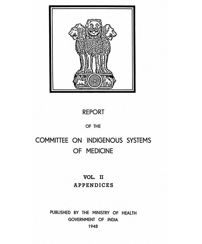 Page image from the 1948 Chopra Committee Report on Indigenous Systems of Medicine