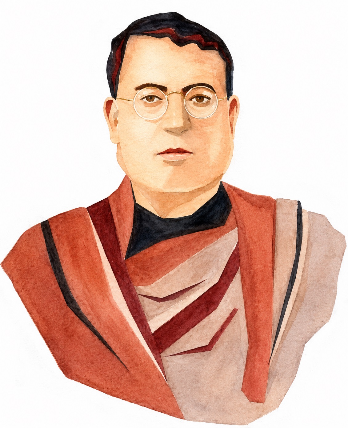 Watercolour portrait of Jamini Bhushan Ray